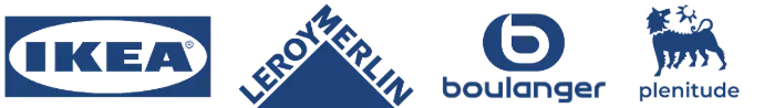 Nos partenaires : IKEA, LeroyMerlin, Boulanger, Plenitude et Beem IKEA LeroyMerlin Boulanger Plenitude Beem